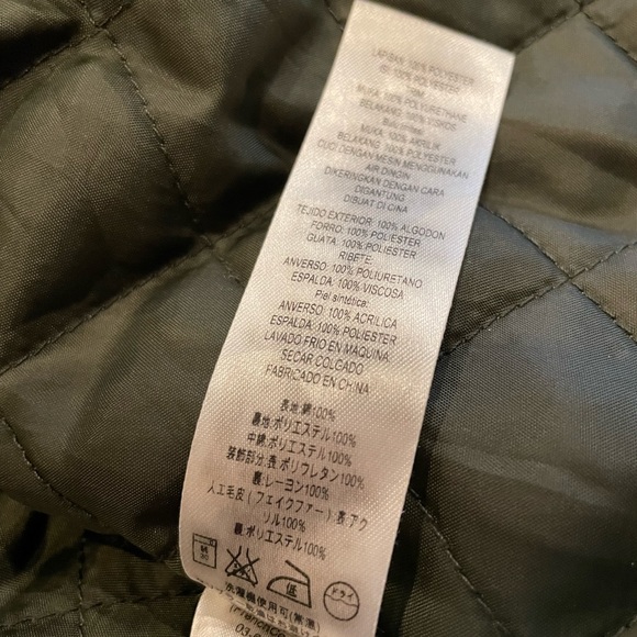 French connection szS pine green anorak w faux faux fur/leather trim - Picture 13 of 14